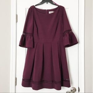 Eliza J Fit & Flare Bell Sleeve Crochet Dress